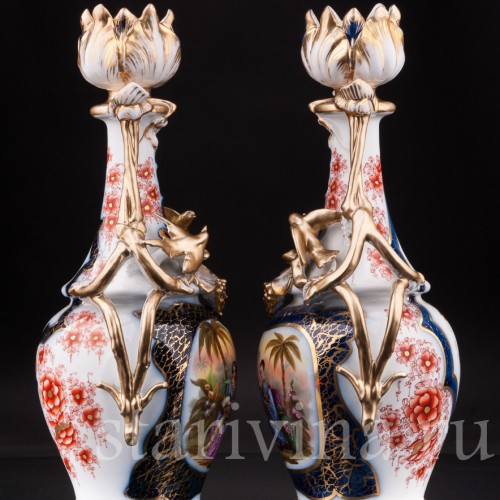 Фарфоровые Парные вазы в стиле шинуазри, Франция, 19 в.