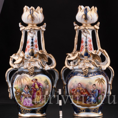 Фарфоровые Парные вазы в стиле шинуазри, Франция, 19 в.