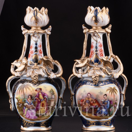 Фарфоровые Парные вазы в стиле шинуазри, Франция, 19 в.