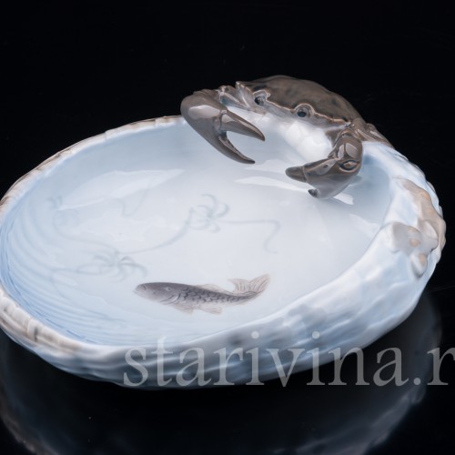 Фарфоровое Блюдо с крабом, Royal Copenhagen, Дания, 1961 год.