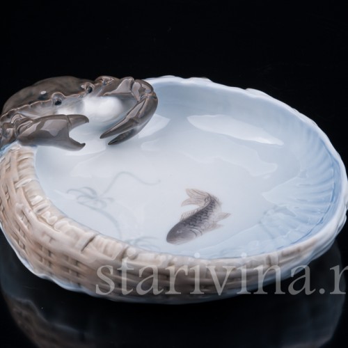 Фарфоровое Блюдо с крабом, Royal Copenhagen, Дания, 1961 год.