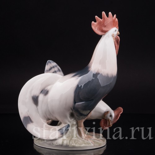 Фигурка птиц из фарфора Петух и курица, Royal Copenhagen, Дания, 1969-74 гг.