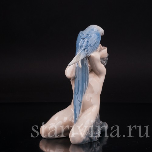 Статуэтка из фарфора Фавн с попугаем, Royal Copenhagen, Дания, 1958 г.