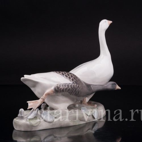Фарфоровая фигурка птиц Гуси, Royal Copenhagen, Дания, 1969-74 гг.