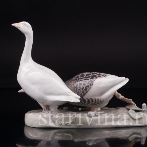 Фарфоровая фигурка птиц Гуси, Royal Copenhagen, Дания, 1969-74 гг.