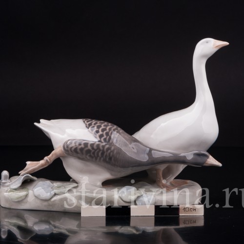 Фарфоровая фигурка птиц Гуси, Royal Copenhagen, Дания, 1969-74 гг.