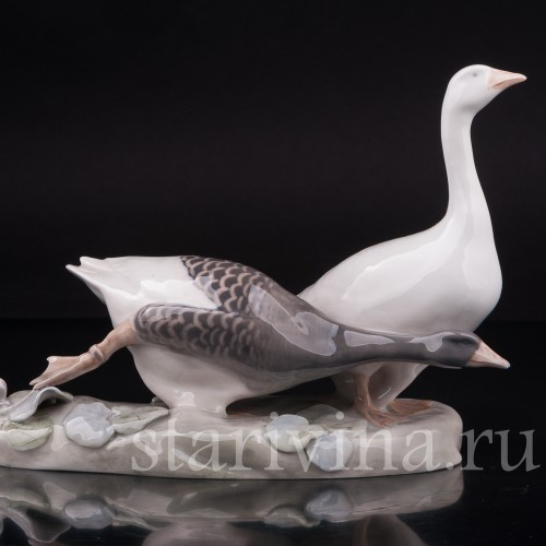Фарфоровая фигурка птиц Гуси, Royal Copenhagen, Дания, 1969-74 гг.
