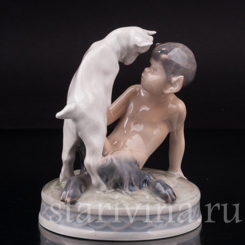 Фарфоровая статуэтка Фавн с козленком, Royal Copenhagen, Дания, 1975-1979 гг.