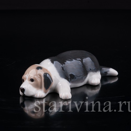 Лежащий щенок бигля, Royal Copenhagen, Дания