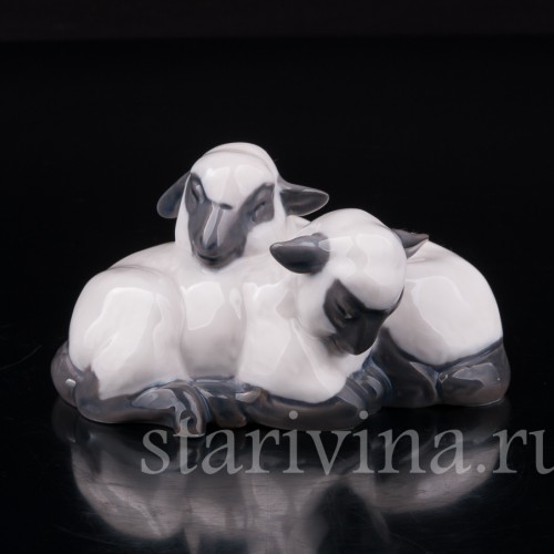 Статуэтка из фарфора Две овечки, Royal Copenhagen, Дания, 1969-74 гг.