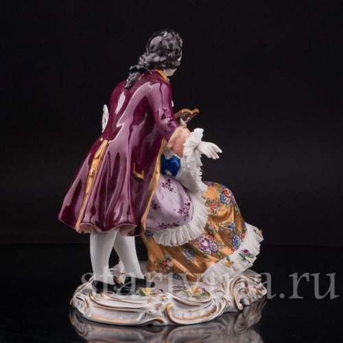 Фарфоровая статуэтка Романтический дуэт, кружевная, Volkstedt, Германия, вт. пол. 20 в.