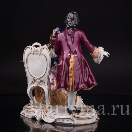 Фарфоровая статуэтка Романтический дуэт, кружевная, Volkstedt, Германия, вт. пол. 20 в.