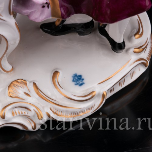 Фарфоровая статуэтка Романтический дуэт, кружевная, Volkstedt, Германия, вт. пол. 20 в.