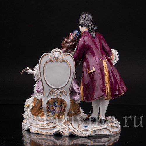 Фарфоровая статуэтка Романтический дуэт, кружевная, Volkstedt, Германия, вт. пол. 20 в.