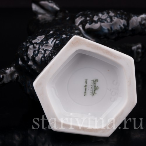 Статуэтка собаки из фарфора Чёрный пудель, стоящий на задних лапах, Rosenthal, Германия, 1950-60 гг.