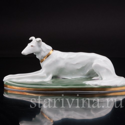Фарфоровая статуэтка собаки Лежащая борзая, Karl Ens, Германия, нач. 20 в.