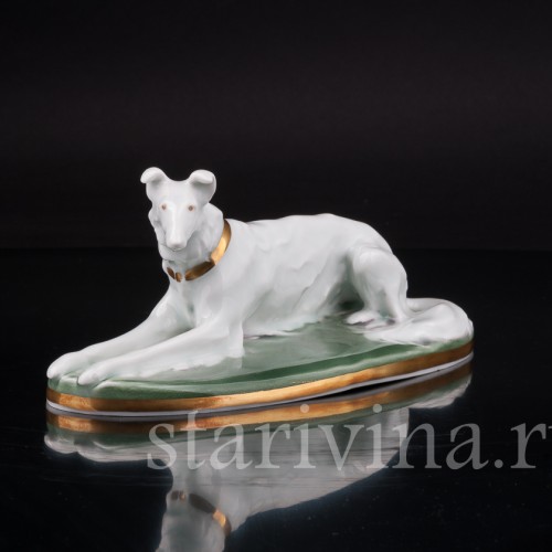 Фарфоровая статуэтка собаки Лежащая борзая, Karl Ens, Германия, нач. 20 в.