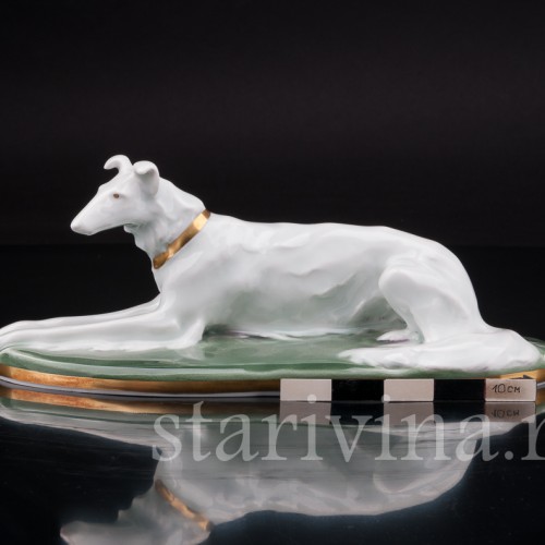 Фарфоровая статуэтка собаки Лежащая борзая, Karl Ens, Германия, нач. 20 в.