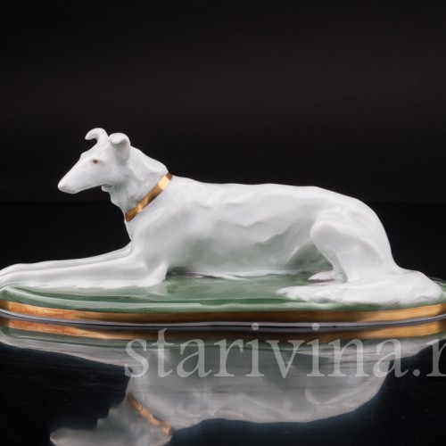 Фарфоровая статуэтка собаки Лежащая борзая, Karl Ens, Германия, нач. 20 в.
