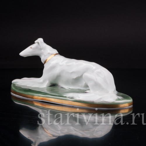Фарфоровая статуэтка собаки Лежащая борзая, Karl Ens, Германия, нач. 20 в.