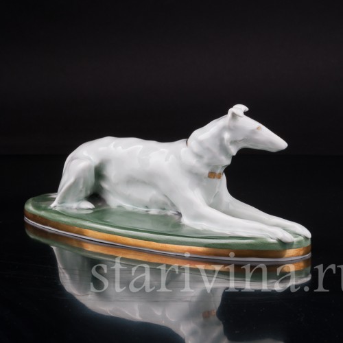Фарфоровая статуэтка собаки Лежащая борзая, Karl Ens, Германия, нач. 20 в.