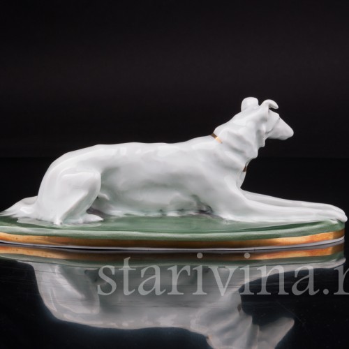 Фарфоровая статуэтка собаки Лежащая борзая, Karl Ens, Германия, нач. 20 в.