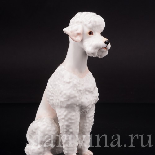 Фарфоровая статуэтка собаки Белый пудель, Hutschenreuther, Германия, 1970 гг.