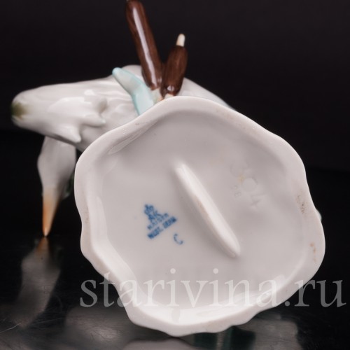 Фарфоровая статуэтка птицы Цапля в камышах, Alka Kaiser, Германия, 1970 гг.