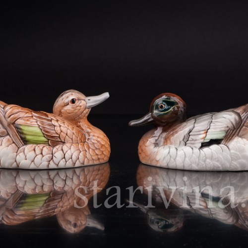 Фарфоровые статуэтки птиц Зеленокрылые чирки, Goebel, Германия, кон. 20 в.