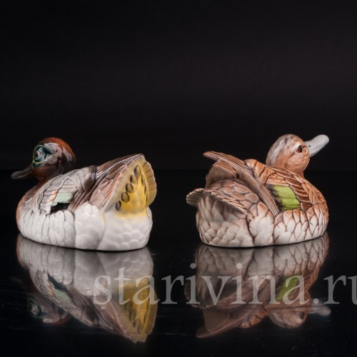 Фарфоровые статуэтки птиц Зеленокрылые чирки, Goebel, Германия, кон. 20 в.
