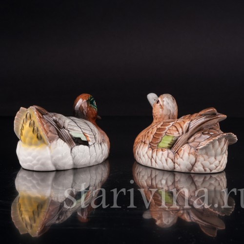 Фарфоровые статуэтки птиц Зеленокрылые чирки, Goebel, Германия, кон. 20 в.