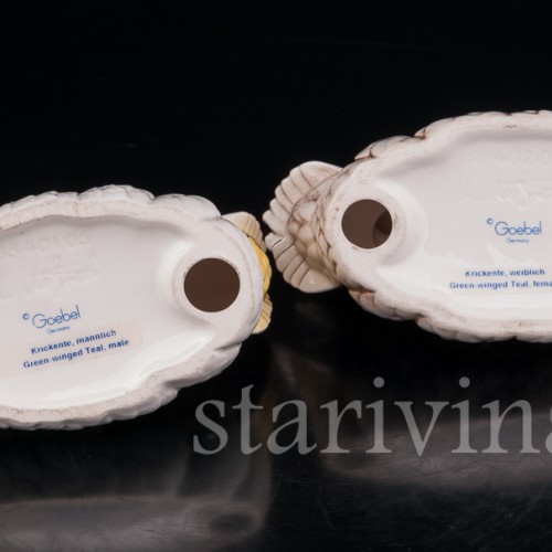 Фарфоровые статуэтки птиц Зеленокрылые чирки, Goebel, Германия, кон. 20 в.