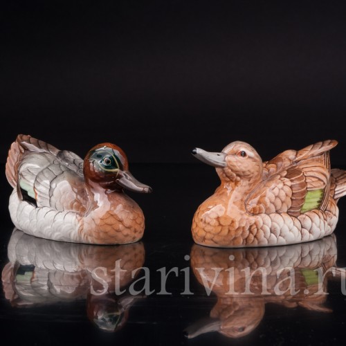 Фарфоровые статуэтки птиц Зеленокрылые чирки, Goebel, Германия, кон. 20 в.