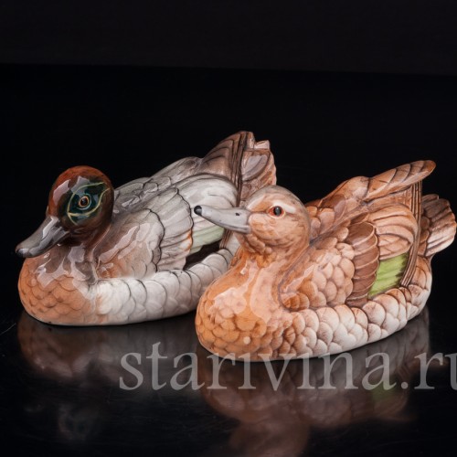 Фарфоровые статуэтки птиц Зеленокрылые чирки, Goebel, Германия, кон. 20 в.