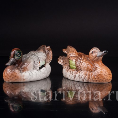 Фарфоровые статуэтки птиц Зеленокрылые чирки, Goebel, Германия, кон. 20 в.