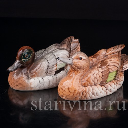 Фарфоровые статуэтки птиц Зеленокрылые чирки, Goebel, Германия, кон. 20 в.