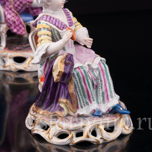 Парные фарфоровые статуэтки Пара на креслах, Германия, 19 в.