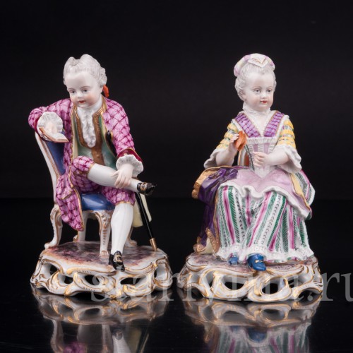 Парные фарфоровые статуэтки Пара на креслах, Германия, 19 в.