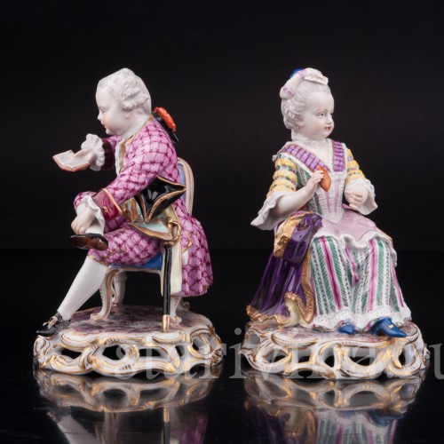 Парные фарфоровые статуэтки Пара на креслах, Германия, 19 в.