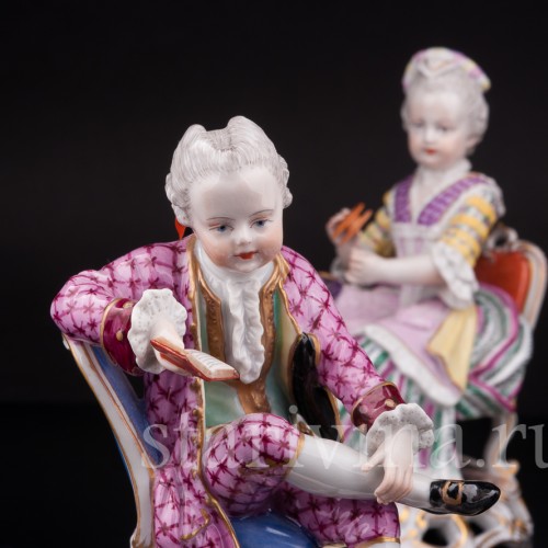 Парные фарфоровые статуэтки Пара на креслах, Германия, 19 в.