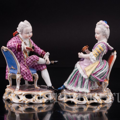 Парные фарфоровые статуэтки Пара на креслах, Германия, 19 в.