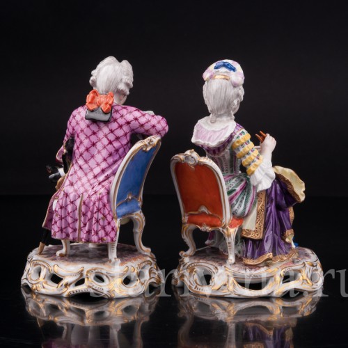 Парные фарфоровые статуэтки Пара на креслах, Германия, 19 в.