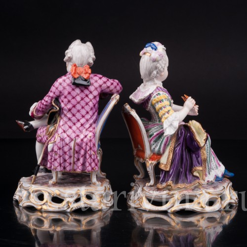 Парные фарфоровые статуэтки Пара на креслах, Германия, 19 в.