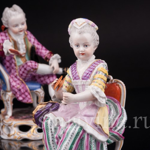 Парные фарфоровые статуэтки Пара на креслах, Германия, 19 в.