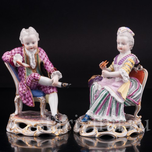Парные фарфоровые статуэтки Пара на креслах, Германия, 19 в.