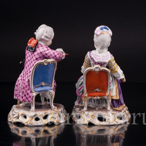 Парные фарфоровые статуэтки Пара на креслах, Германия, 19 в.