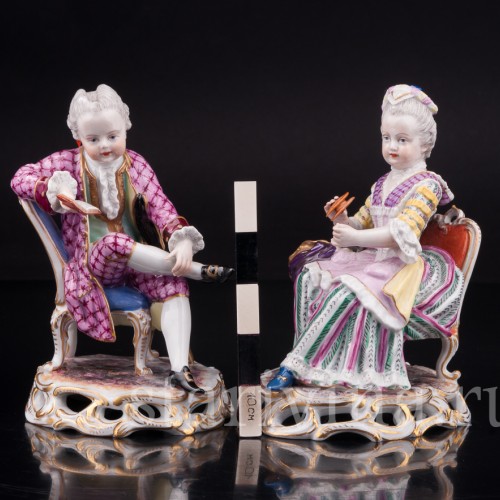 Парные фарфоровые статуэтки Пара на креслах, Германия, 19 в.