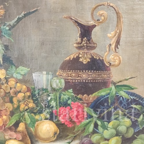 Картина маслом Натюрморт с кувшином и виноградом, Германия, 1924 год.