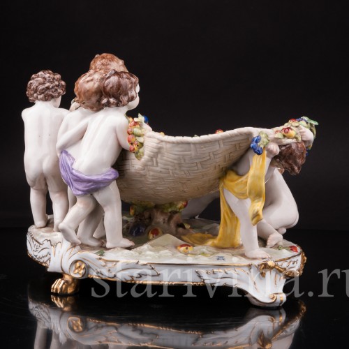 Декоративная фарфоровая Фруктовница с путти, Muller & Co, Германия, пер. пол. 20 в.