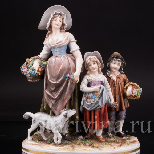 Фарфоровая композиция Цветочники, Ernst Bohne Sohne, Германия, 1900 гг.